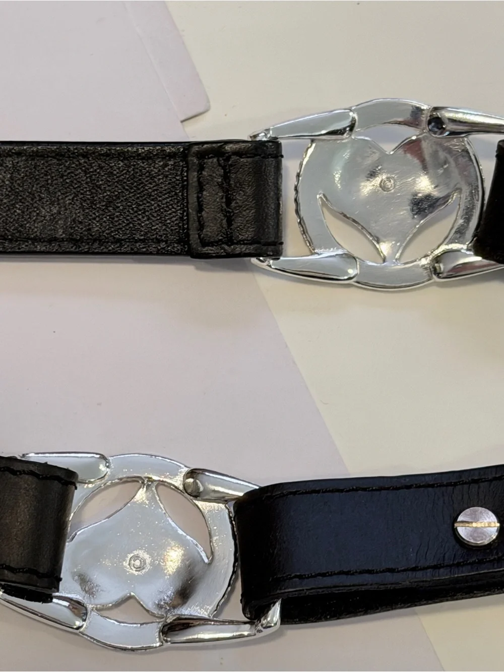 Western Genuine Leather Black Concho Belt Silver Heart Buckle Engraved Size 34